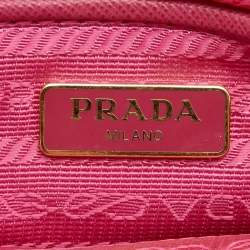 Pre Owned Prada Pink Nylon and Leather Double Zip Crossbody Bag