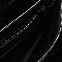 Prada Black Vitello Daino Leather Medium Zip Around Convertible Tote 