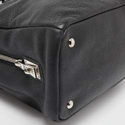 Prada Black Vitello Daino Leather Medium Zip Around Convertible Tote 