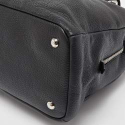 Prada Black Vitello Daino Leather Medium Zip Around Convertible Tote 