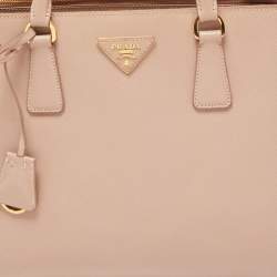 Prada Old Rose Saffiano Leather Medium Galleria Double Zip Tote