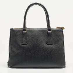 مملوكة مسبقًا Prada Black Saffiano Lux Leather Small Galleria Double Zip Tote