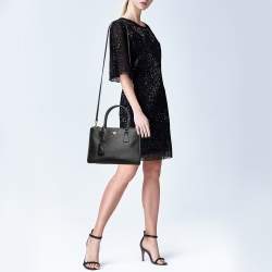 مملوكة مسبقًا Prada Black Saffiano Lux Leather Small Galleria Double Zip Tote