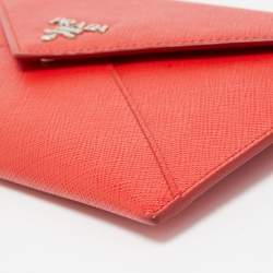 Prada Red Saffiano Leather Envelope Wallet