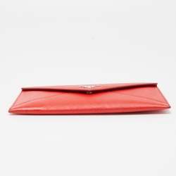 Prada Red Saffiano Leather Envelope Wallet