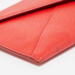 Prada Red Saffiano Leather Envelope Wallet