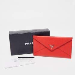 Prada Red Saffiano Leather Envelope Wallet
