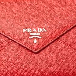 Prada Red Saffiano Leather Envelope Wallet
