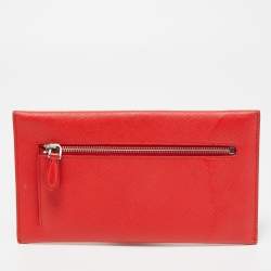 Prada Red Saffiano Leather Envelope Wallet