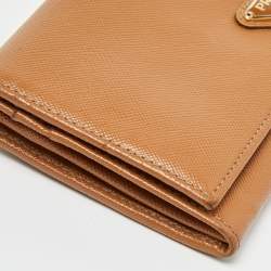 Prada Beige Saffiano Lux Leather Flap Continental Wallet
