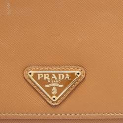 Prada Beige Saffiano Lux Leather Flap Continental Wallet