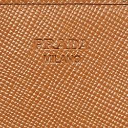 Prada Beige Saffiano Lux Leather Flap Continental Wallet