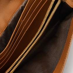 Prada Beige Saffiano Lux Leather Flap Continental Wallet