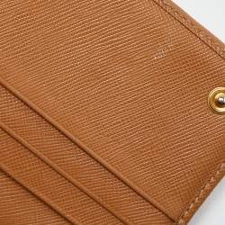 Prada Beige Saffiano Lux Leather Flap Continental Wallet