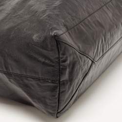 Pre Owned Prada Black/Teal Blue Nappa Antique Leather Reversible Tote