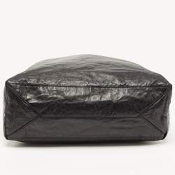 Pre Owned Prada Black/Teal Blue Nappa Antique Leather Reversible Tote