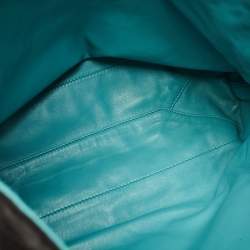 Pre Owned Prada Black/Teal Blue Nappa Antique Leather Reversible Tote