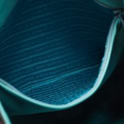 Pre Owned Prada Black/Teal Blue Nappa Antique Leather Reversible Tote