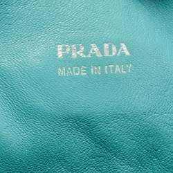 Pre Owned Prada Black/Teal Blue Nappa Antique Leather Reversible Tote