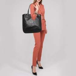 Pre Owned Prada Black/Teal Blue Nappa Antique Leather Reversible Tote