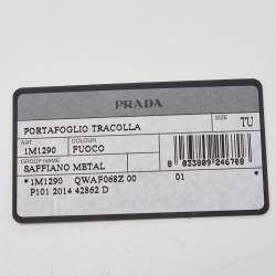 Pre Owned Prada Red Saffiano Metal Leather Wallet On Chain