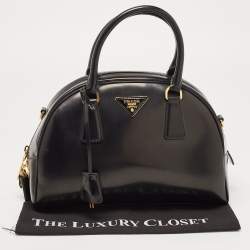 Pre Owned Prada Black Leather Zip Satchel
