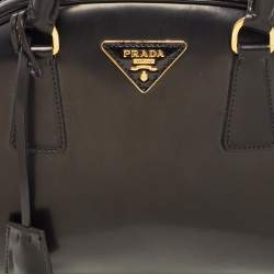 Pre Owned Prada Black Leather Zip Satchel