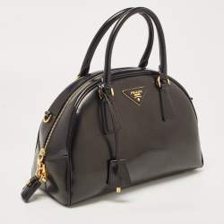 Pre Owned Prada Black Leather Zip Satchel