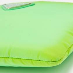 Pre Owned Prada Neon Green Nylon Zip Chain Clutch