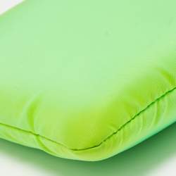 Pre Owned Prada Neon Green Nylon Zip Chain Clutch