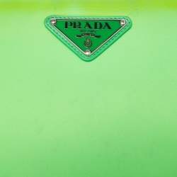 Pre Owned Prada Neon Green Nylon Zip Chain Clutch