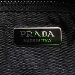 Pre Owned Prada Neon Green Nylon Zip Chain Clutch
