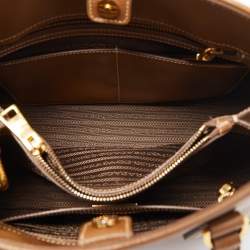 Pre Owned Prada Brown Saffiano Lux Leather Medium Promenade Satchel