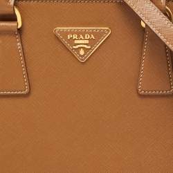 Pre Owned Prada Brown Saffiano Lux Leather Medium Promenade Satchel