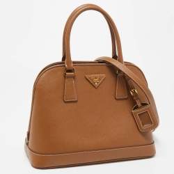 Pre Owned Prada Brown Saffiano Lux Leather Medium Promenade Satchel