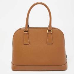 Pre Owned Prada Brown Saffiano Lux Leather Medium Promenade Satchel