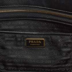 Pre Owned Prada Black Saffiano Leather Large Double Zip Tote