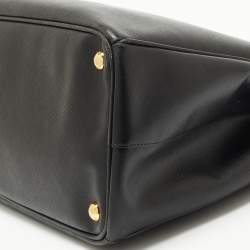 Pre Owned Prada Black Saffiano Leather Large Double Zip Tote