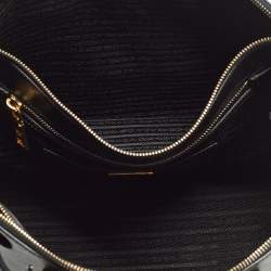 Pre Owned Prada Black Saffiano Leather Large Double Zip Tote