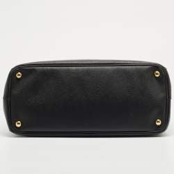 Pre Owned Prada Black Saffiano Leather Large Double Zip Tote
