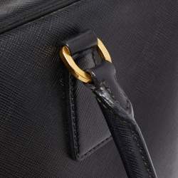 Pre Owned Prada Black Saffiano Lux Leather Bauletto Duffel Bag