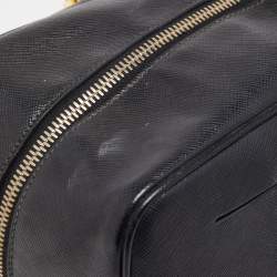 Pre Owned Prada Black Saffiano Lux Leather Bauletto Duffel Bag