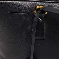 Pre Owned Prada Black Saffiano Lux Leather Bauletto Duffel Bag