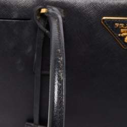 Pre Owned Prada Black Saffiano Lux Leather Bauletto Duffel Bag