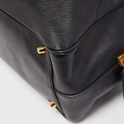 Pre Owned Prada Black Saffiano Lux Leather Bauletto Duffel Bag