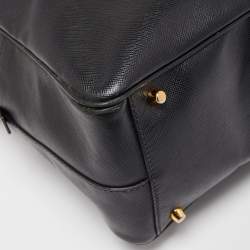 Pre Owned Prada Black Saffiano Lux Leather Bauletto Duffel Bag