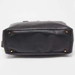 Pre Owned Prada Black Saffiano Lux Leather Bauletto Duffel Bag