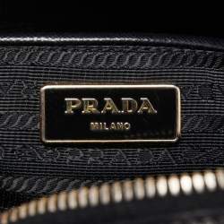 Pre Owned Prada Black Saffiano Lux Leather Bauletto Duffel Bag