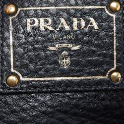 Pre Owned Prada Black Leather Vitello Daino Sacca 2 Manici Hobo