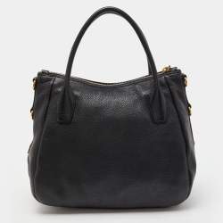 Pre Owned Prada Black Leather Vitello Daino Sacca 2 Manici Hobo